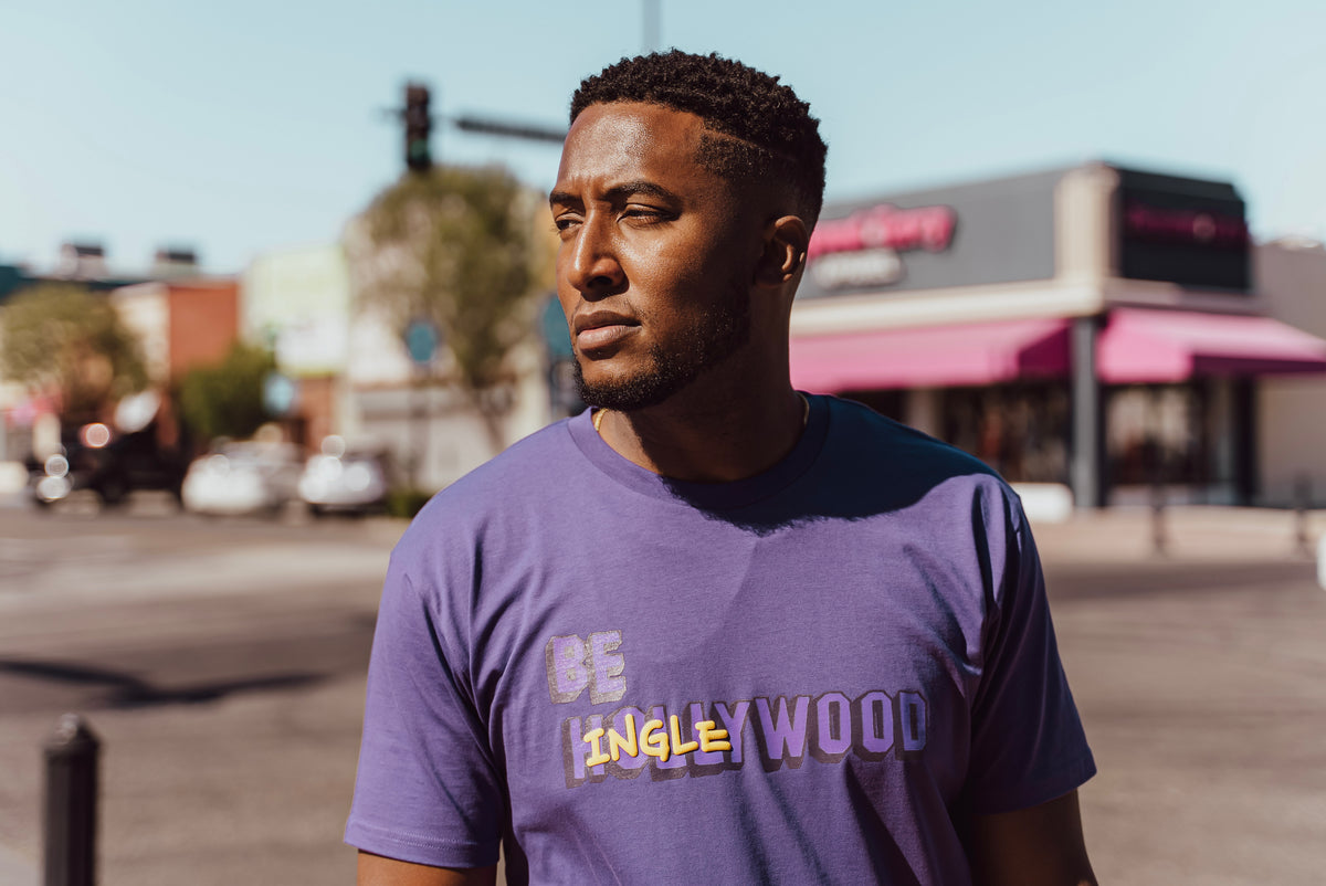 Purple tee on Market Street